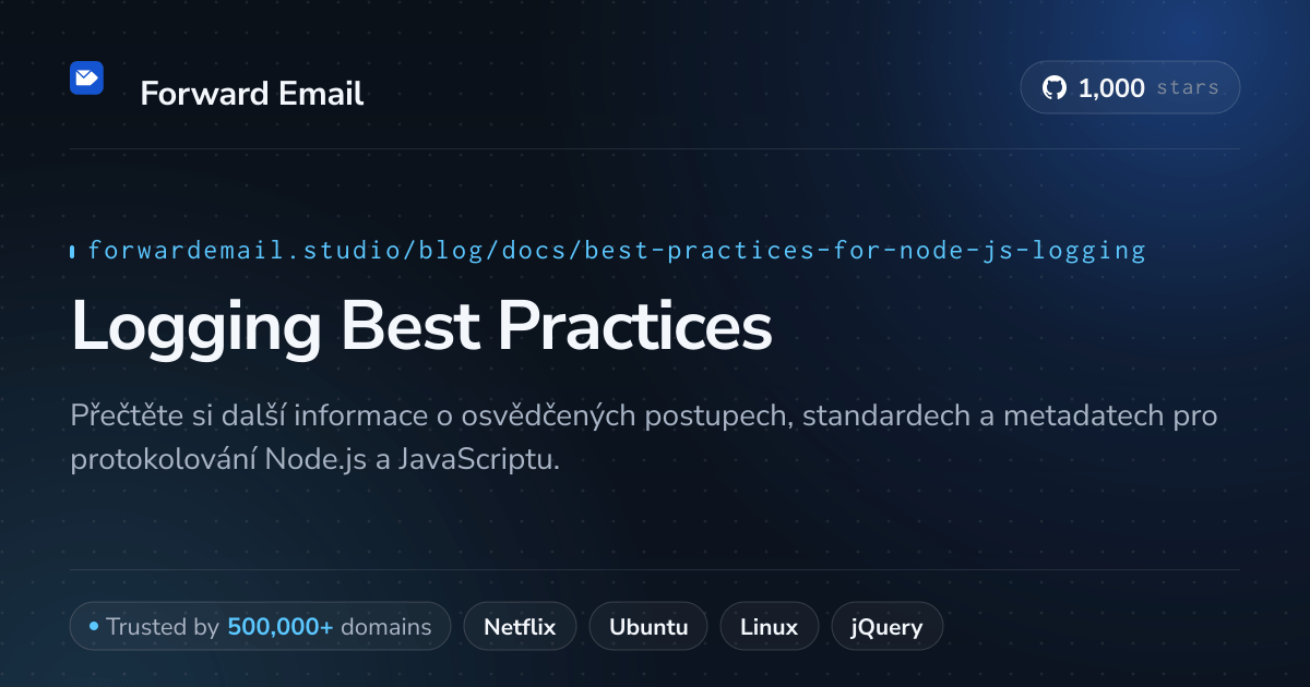 Nejlepší postupy pro protokolování Node.js