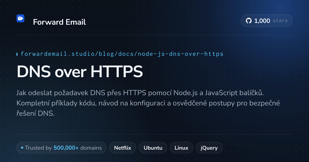 Node.js DNS přes HTTPS