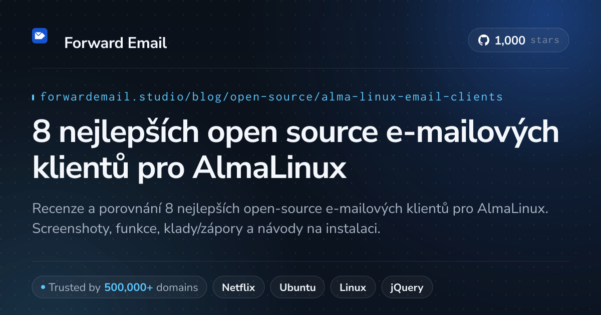8 nejlepších open source e-mailových klientů pro AlmaLinux 2026
