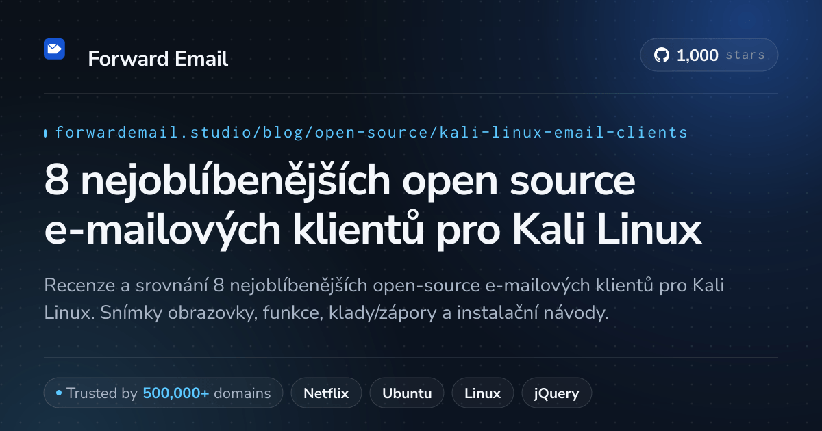 8 nejoblíbenějších open source e-mailových klientů pro Kali Linux 2026
