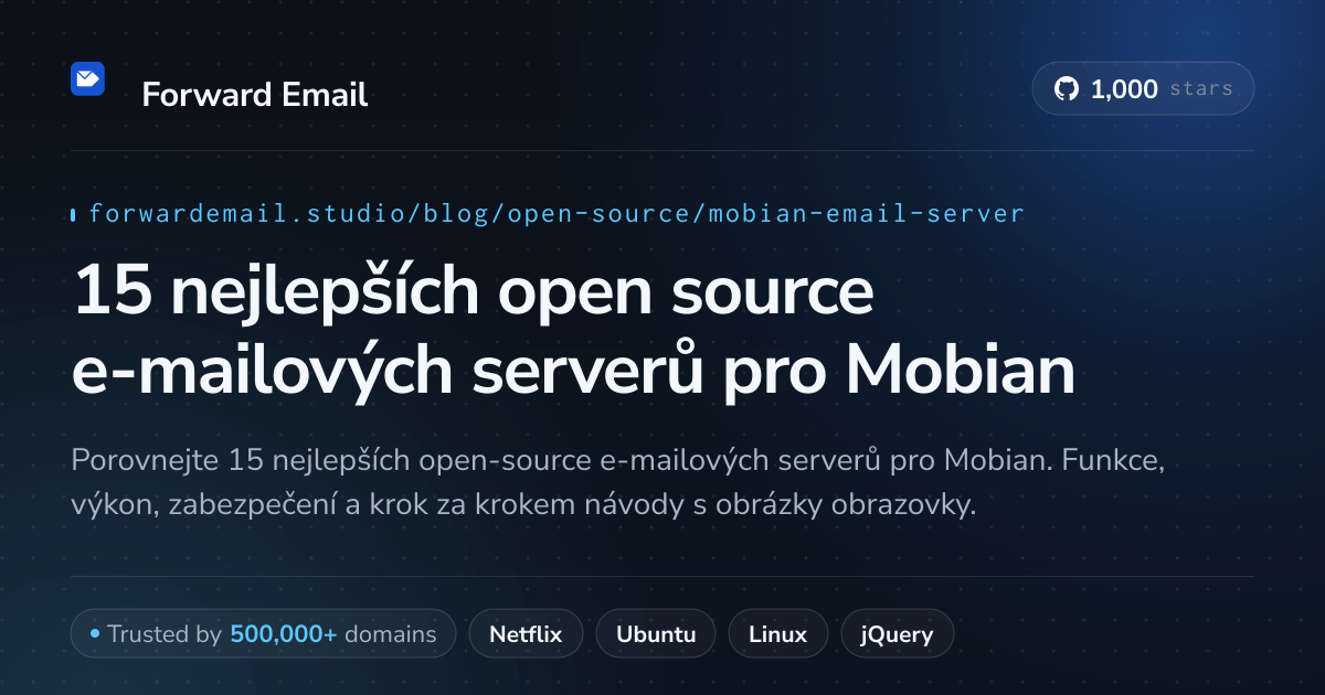 15 nejlepších open source e-mailových serverů pro Mobian 2026