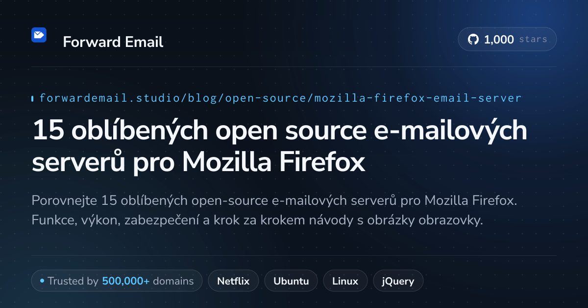 15 oblíbených open source e-mailových serverů pro Mozilla Firefox 2026