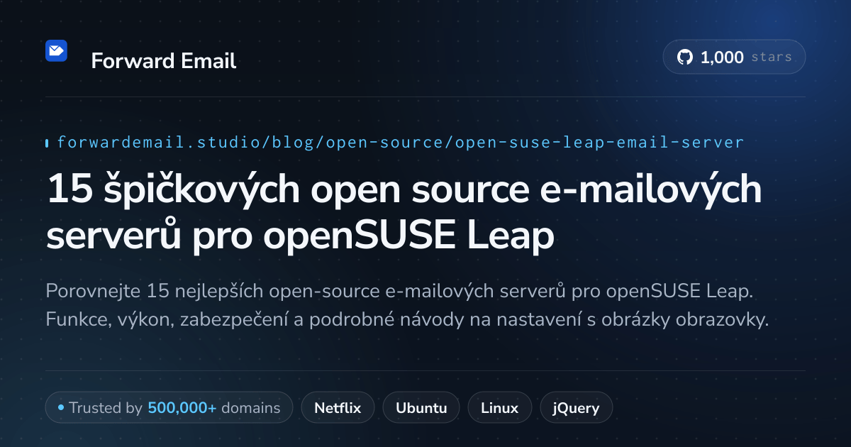 15 špičkových open source e-mailových serverů pro openSUSE Leap 2026
