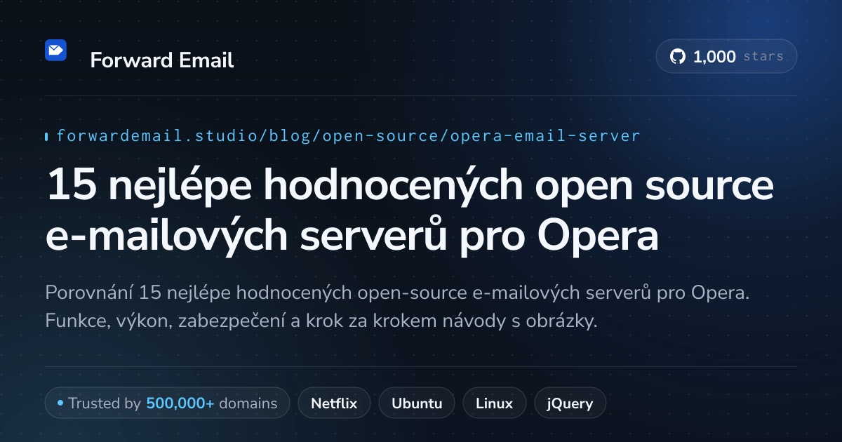 15 nejlépe hodnocených open source e-mailových serverů pro Opera 2026