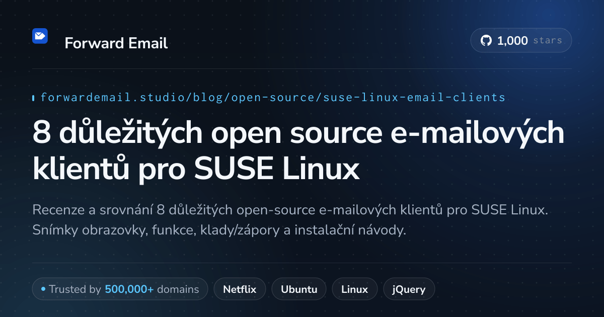 8 důležitých open source e-mailových klientů pro SUSE Linux 2026