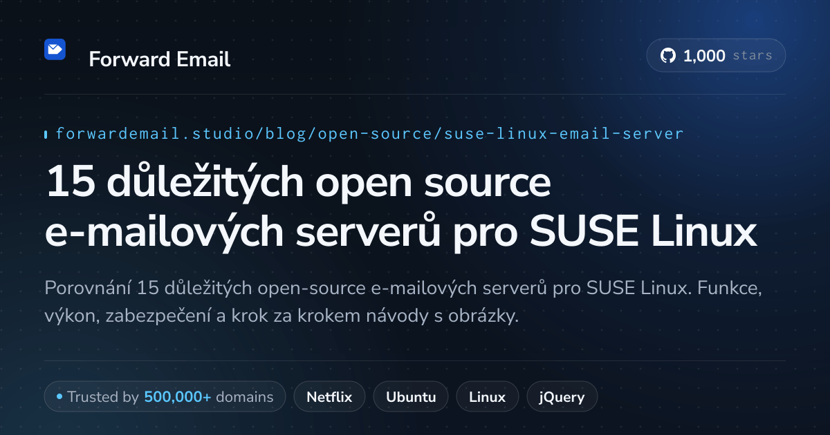 15 důležitých open source e-mailových serverů pro SUSE Linux 2026