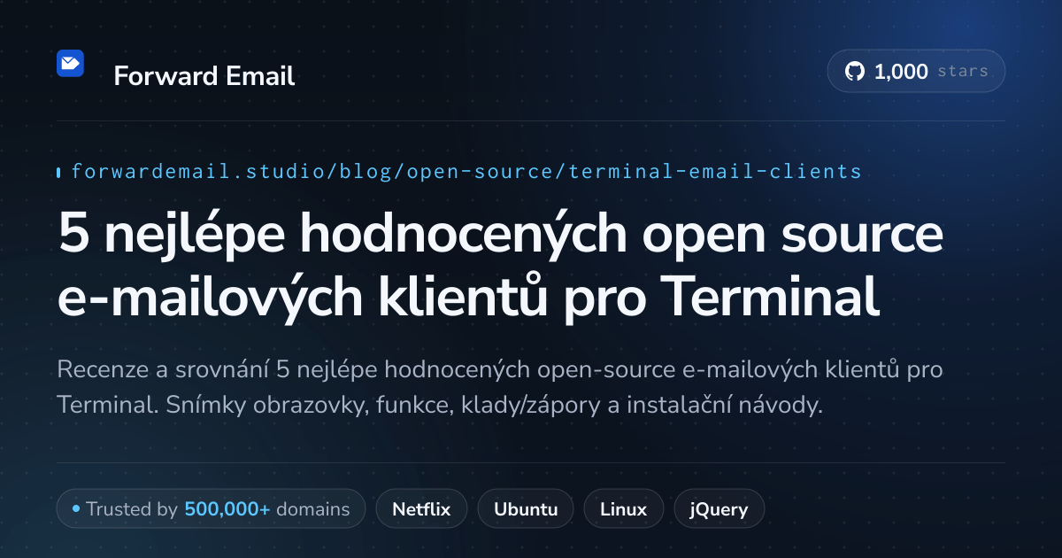 5 nejlépe hodnocených open source e-mailových klientů pro Terminal 2026