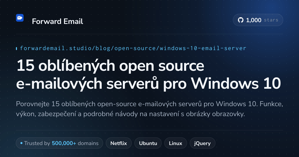 15 oblíbených open source e-mailových serverů pro Windows 10 2026