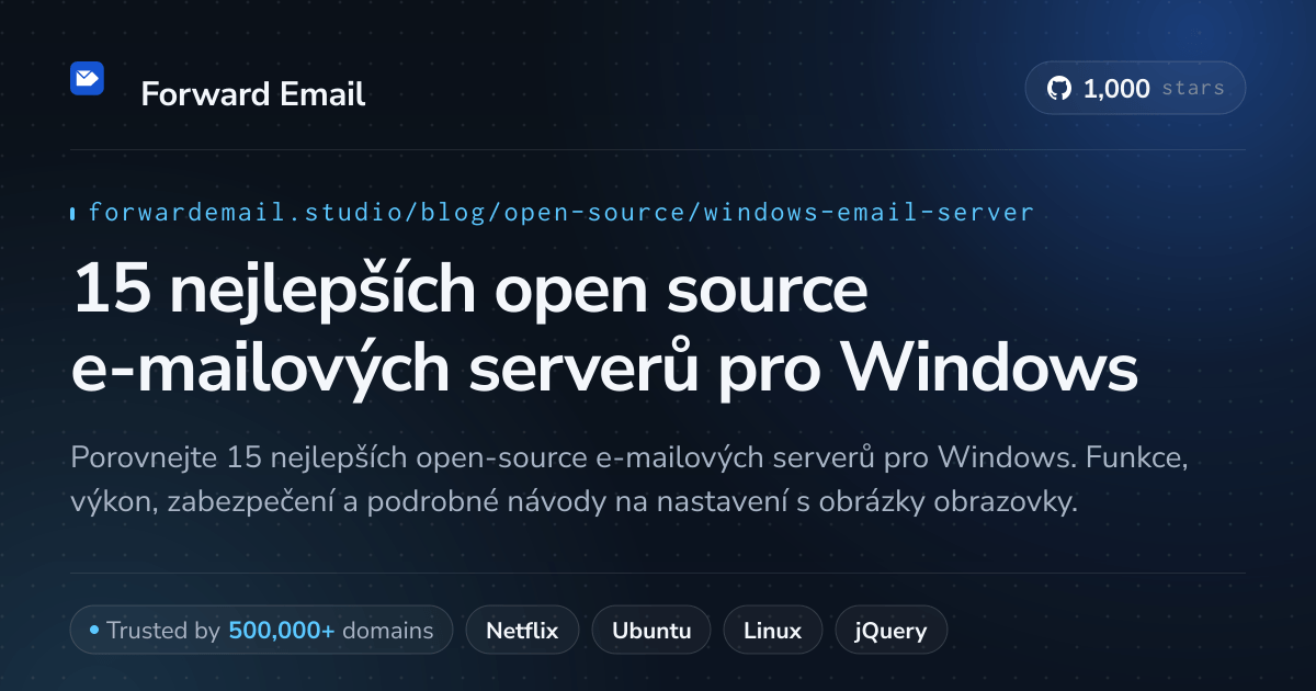 15 nejlepších open source e-mailových serverů pro Windows 2026