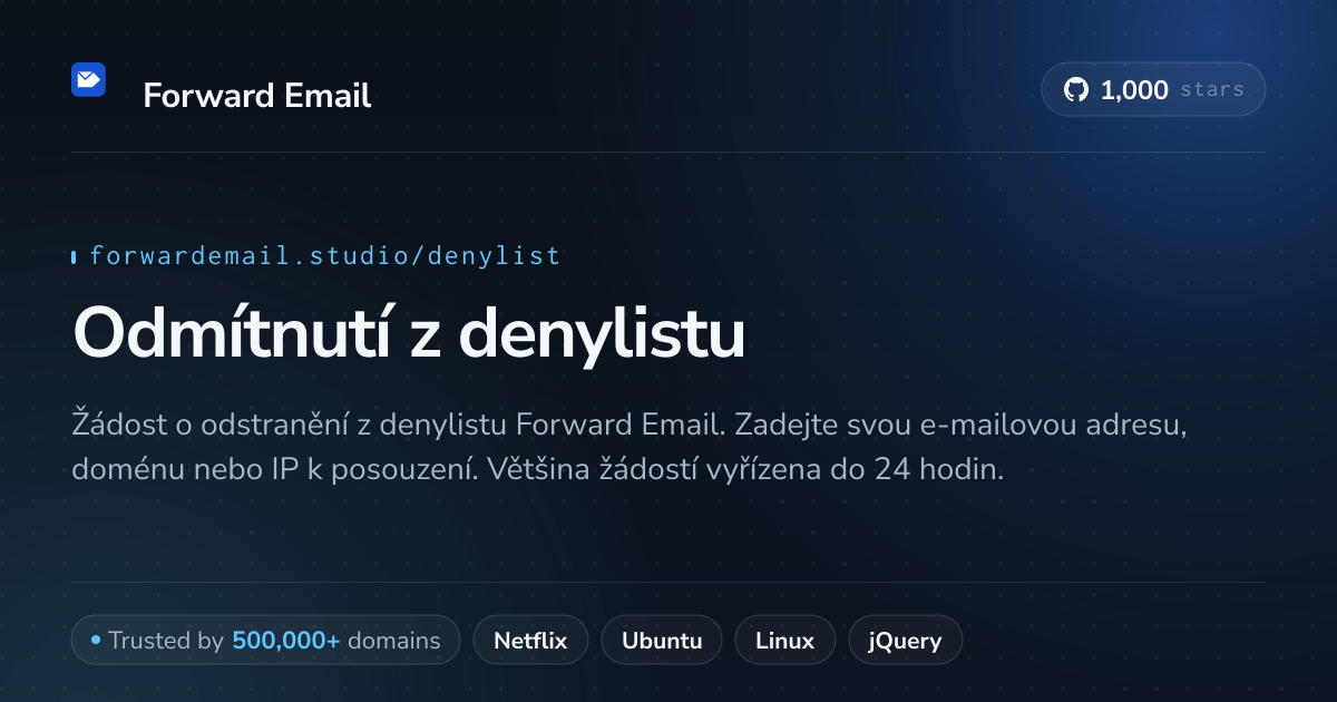 Odmítnutí z denylistu - Odblokujte svůj e-mail, doménu nebo IP adresu