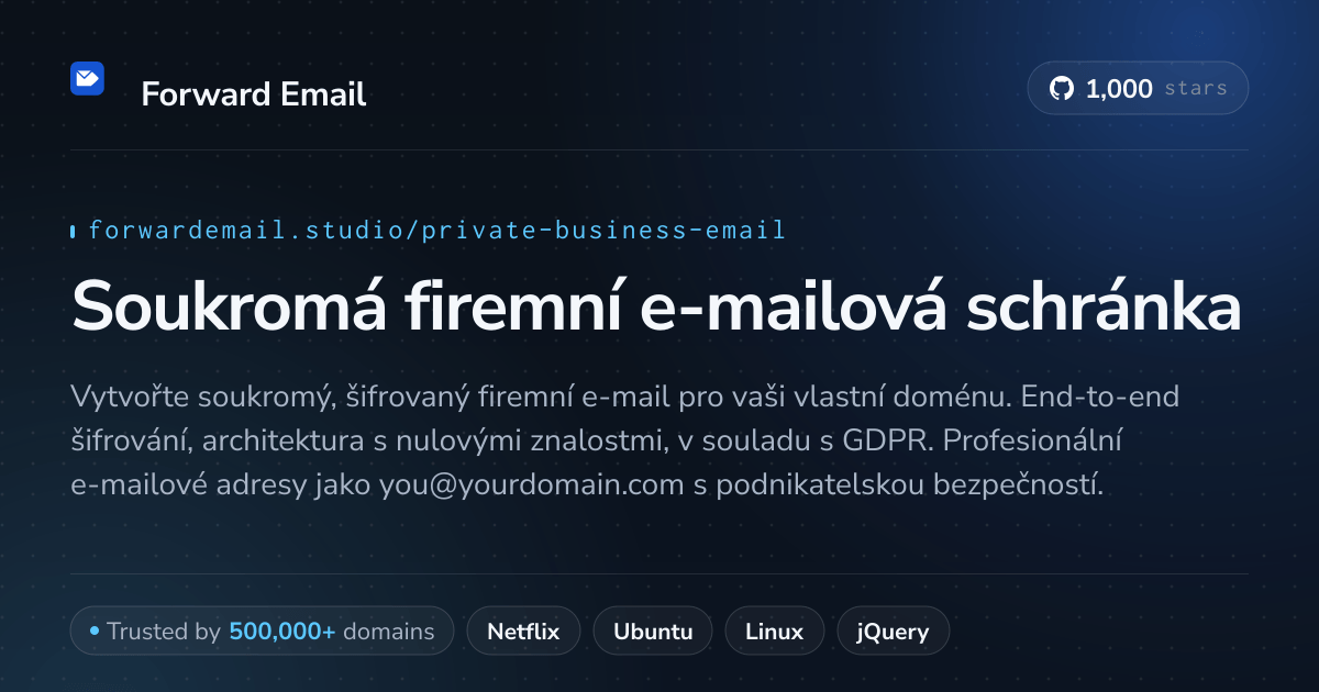 Soukromá firemní e-mailová schránka - šifrovaná a zabezpečená