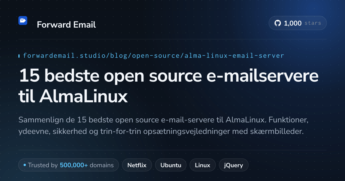 15 bedste open source e-mailservere til AlmaLinux 2026
