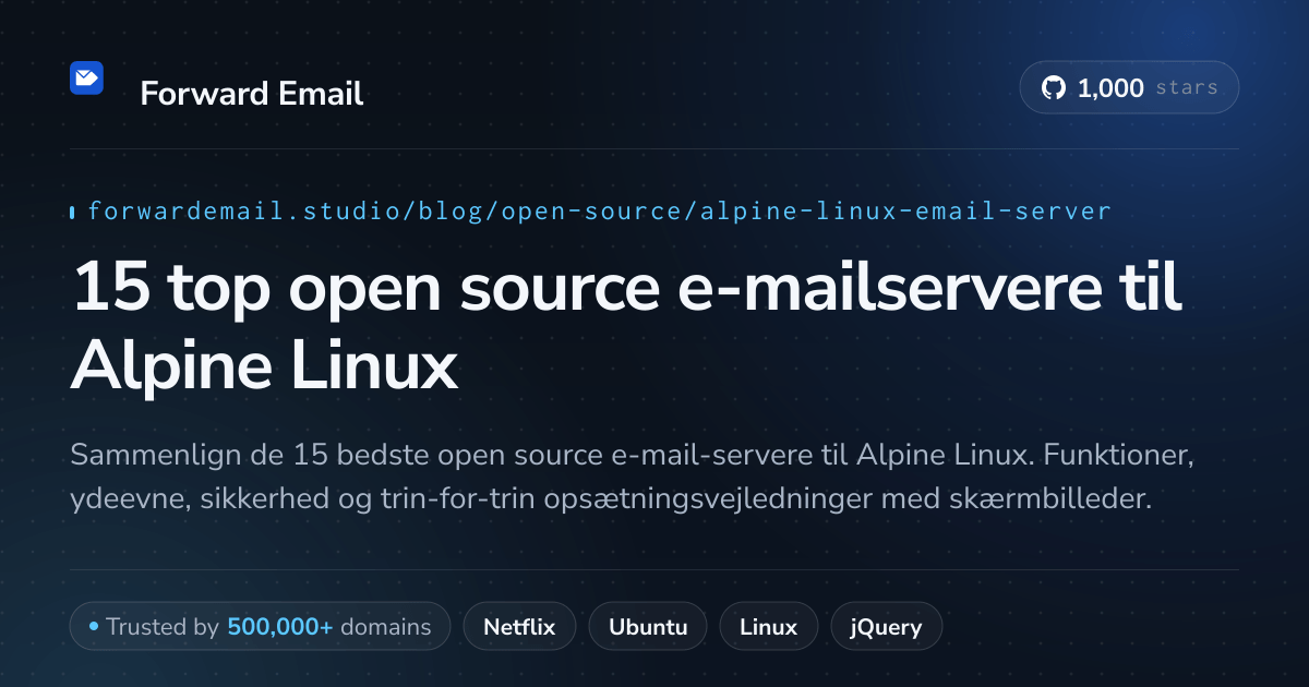15 top open source e-mailservere til Alpine Linux 2026