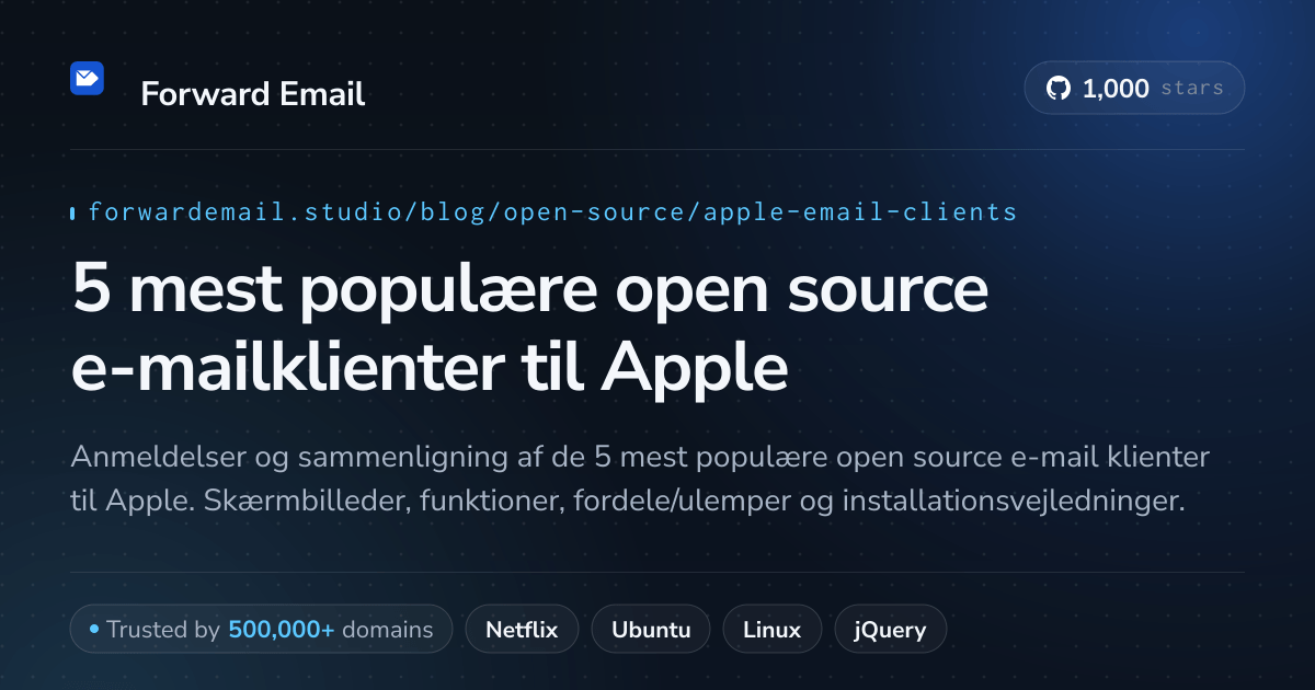 5 mest populære open source e-mailklienter til Apple 2026