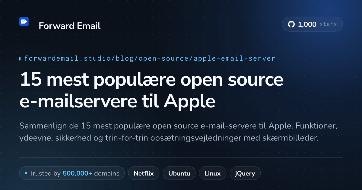 15 mest populære open source e-mailservere til Apple 2026
