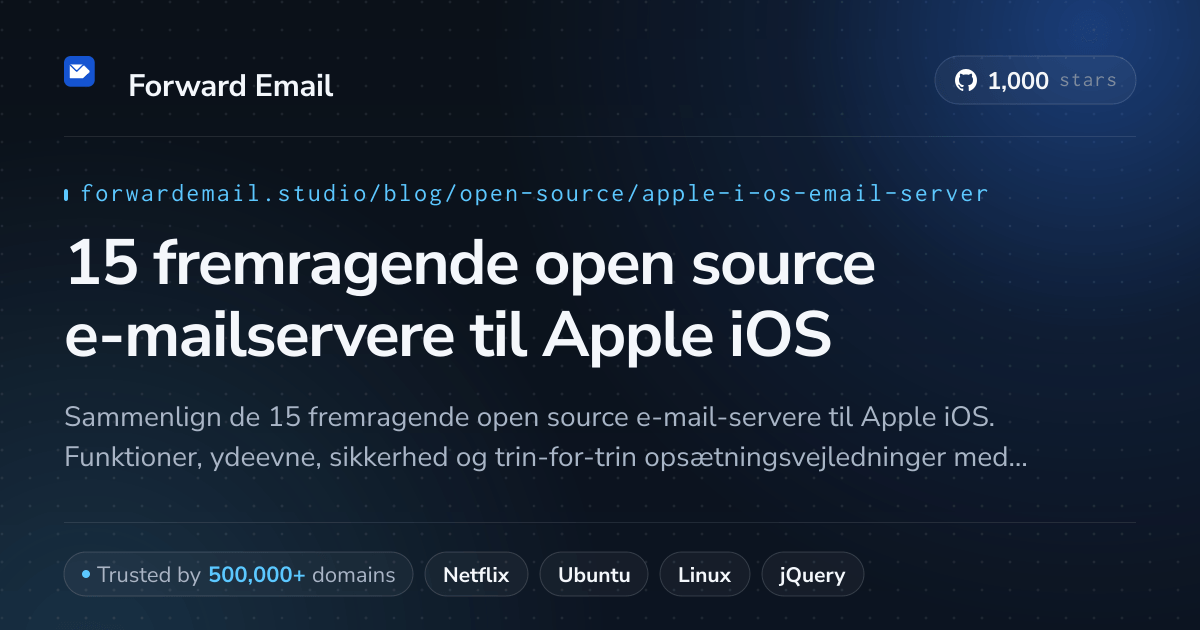 15 fremragende open source e-mailservere til Apple iOS 2026