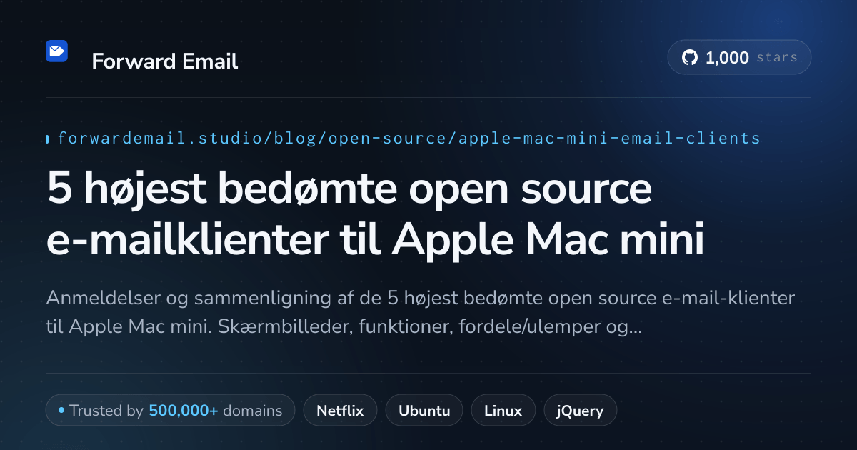 5 højest bedømte open source e-mailklienter til Apple Mac mini 2026