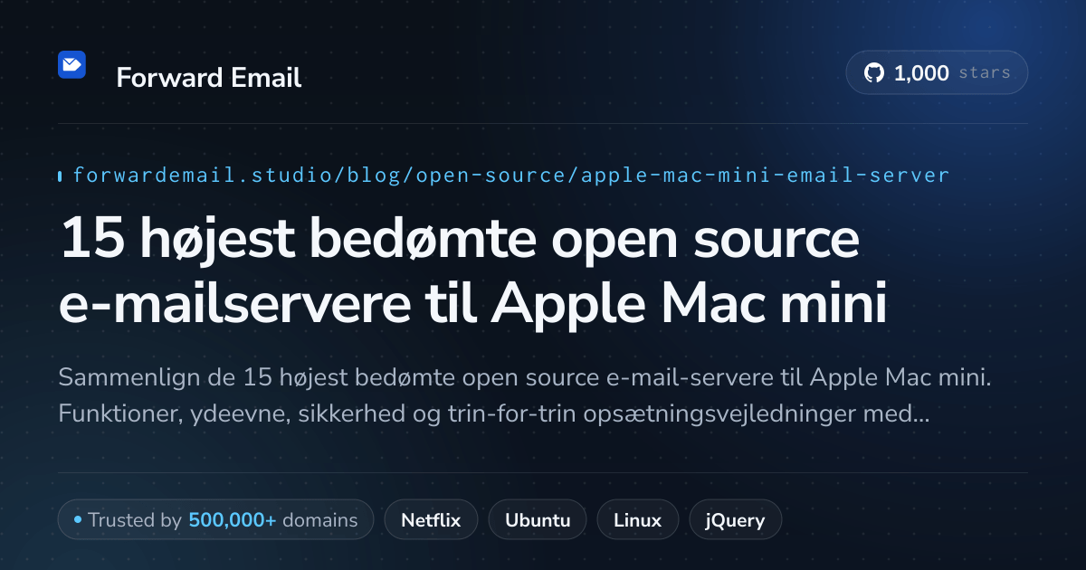 15 højest bedømte open source e-mailservere til Apple Mac mini 2026