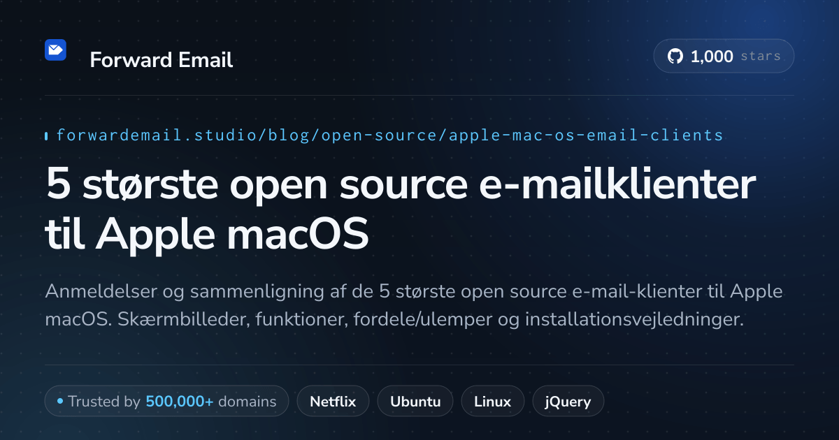 5 største open source e-mailklienter til Apple macOS 2026