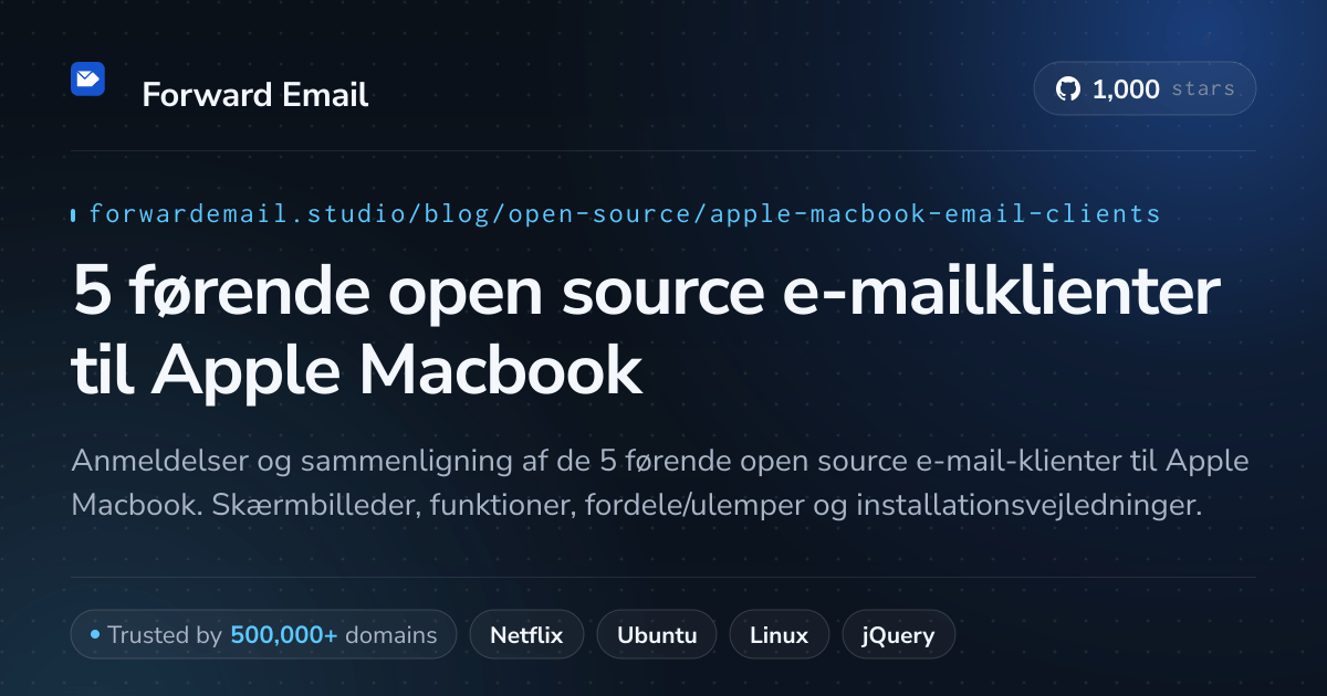 5 førende open source e-mailklienter til Apple Macbook 2026