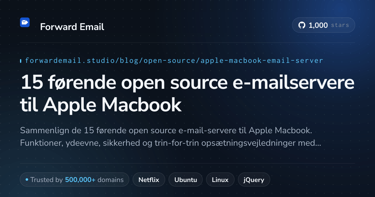 15 førende open source e-mailservere til Apple Macbook 2026
