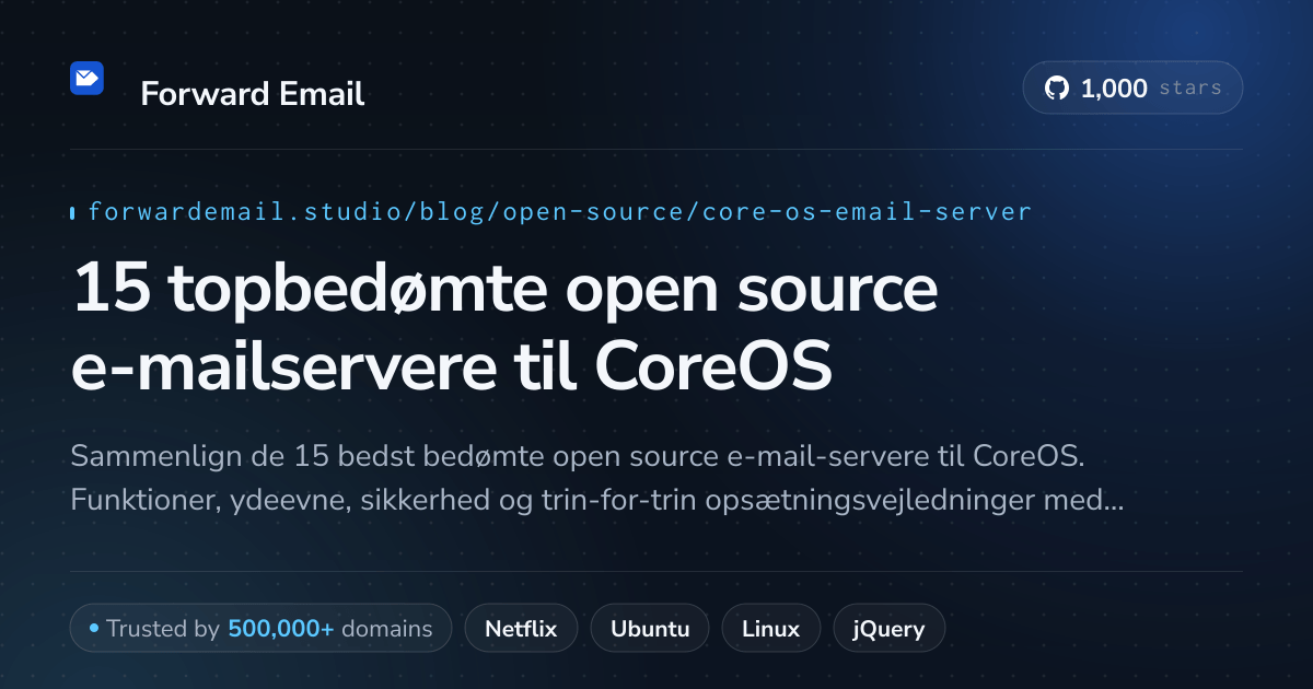 15 topbedømte open source e-mailservere til CoreOS 2026