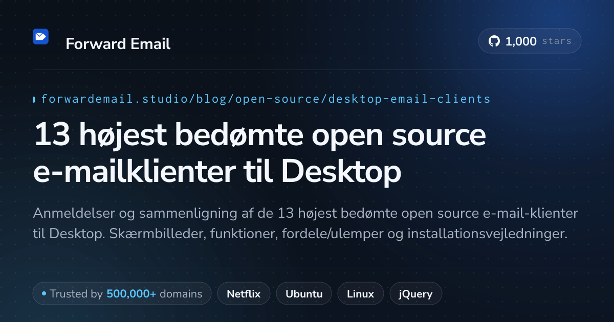 13 højest bedømte open source e-mailklienter til Desktop 2026