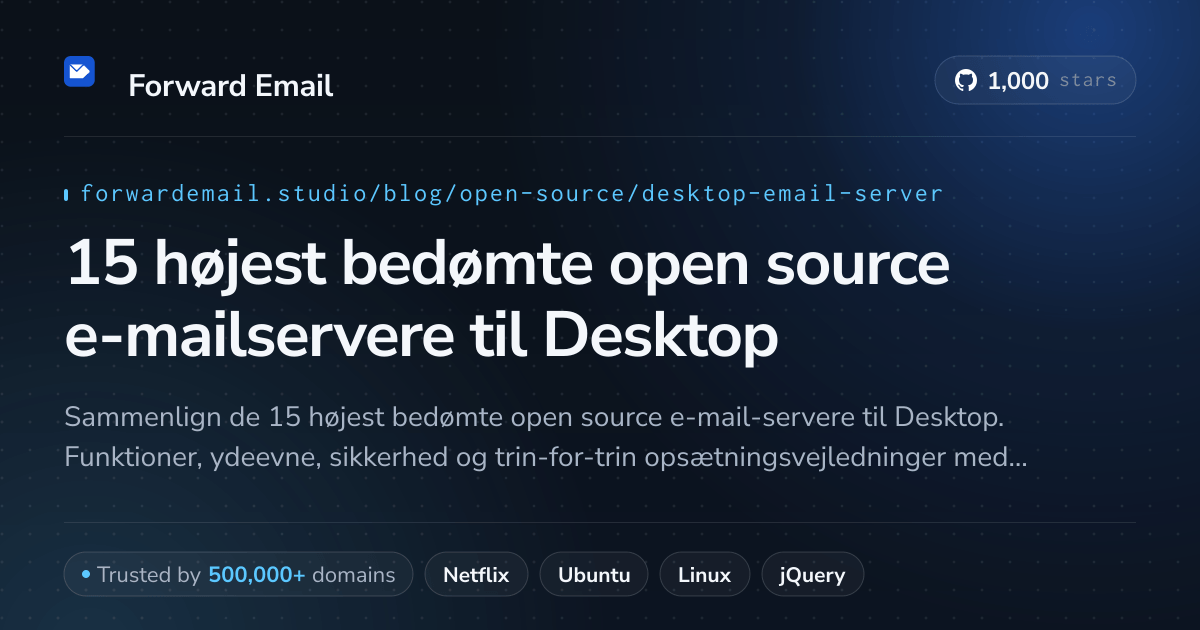 15 højest bedømte open source e-mailservere til Desktop 2026