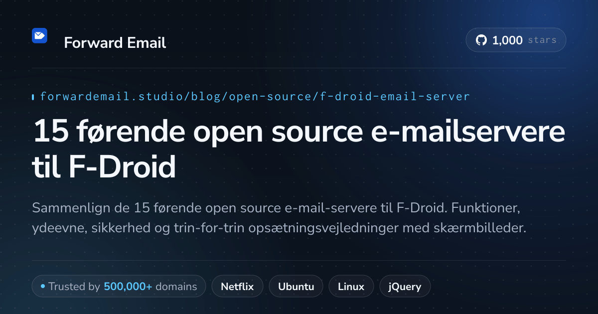 15 førende open source e-mailservere til F-Droid 2026