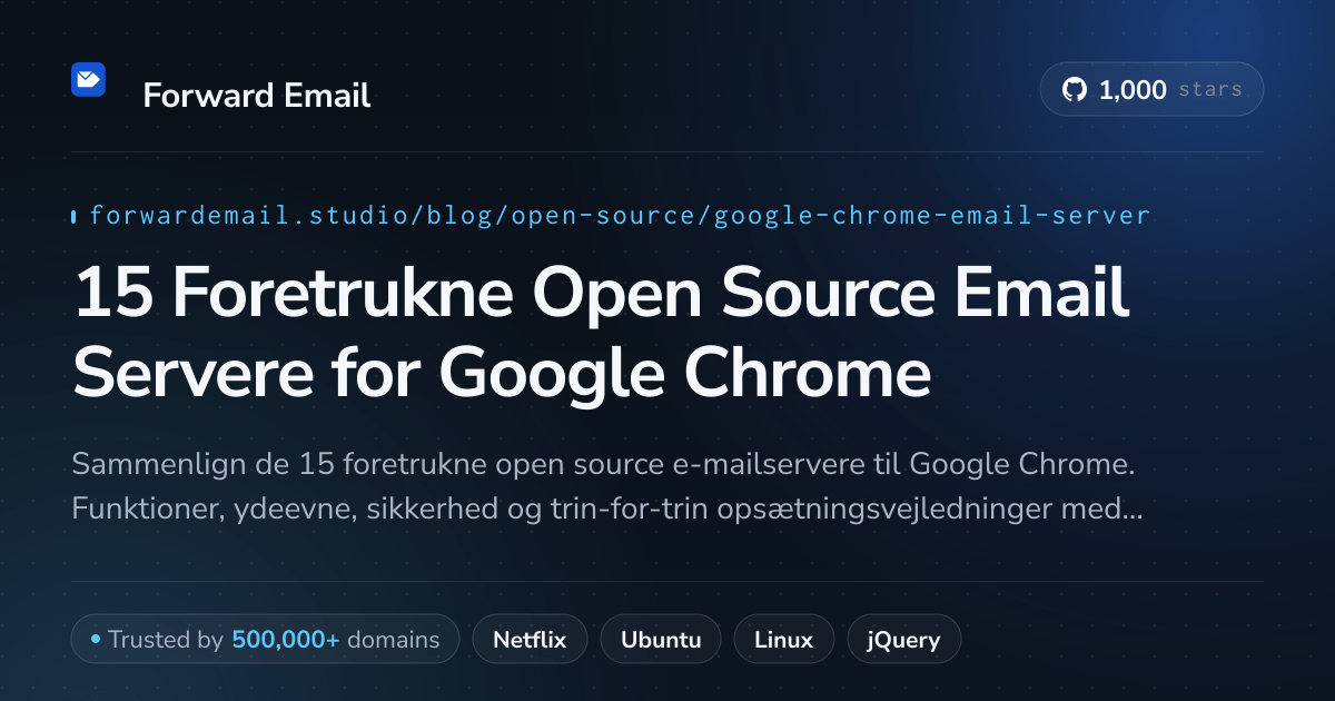 15 Foretrukne Open Source Email Servere for Google Chrome 2026