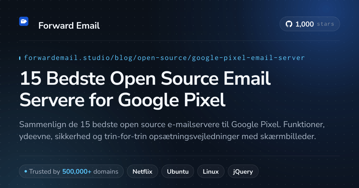 15 Bedste Open Source Email Servere for Google Pixel 2026