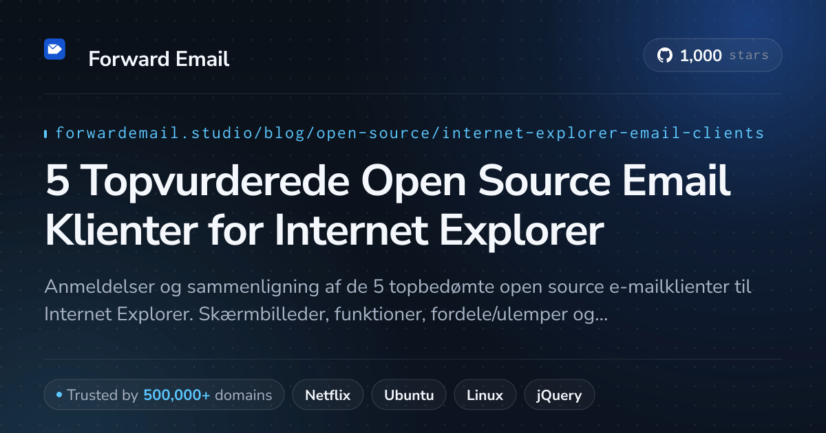 5 Topvurderede Open Source Email Klienter for Internet Explorer 2026