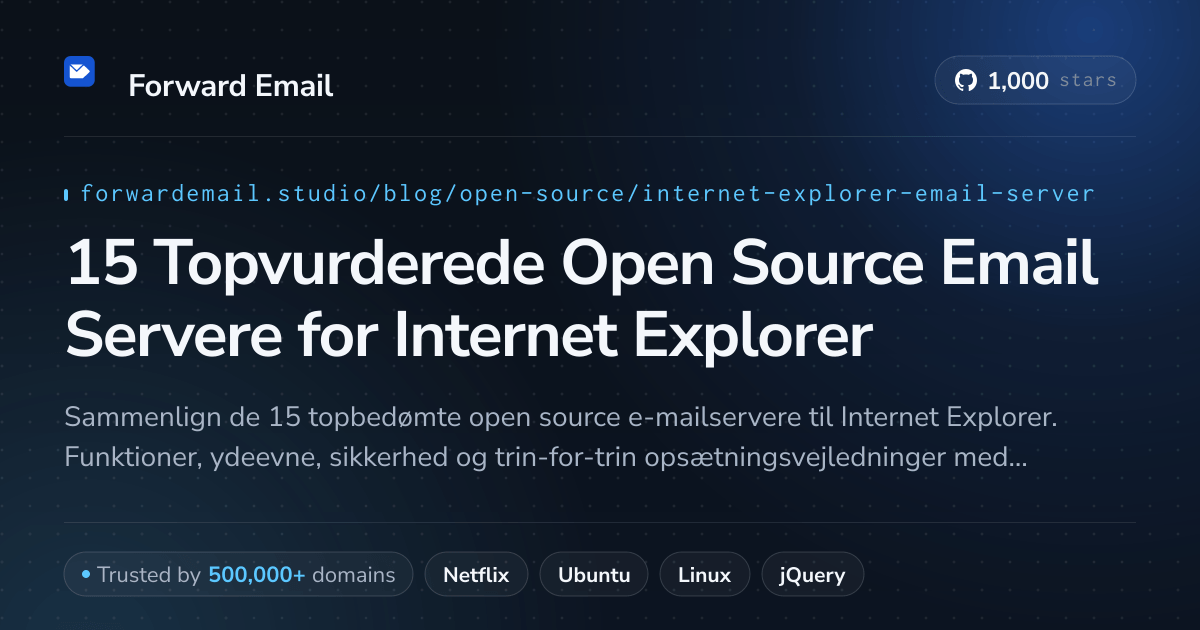 15 Topvurderede Open Source Email Servere for Internet Explorer 2026