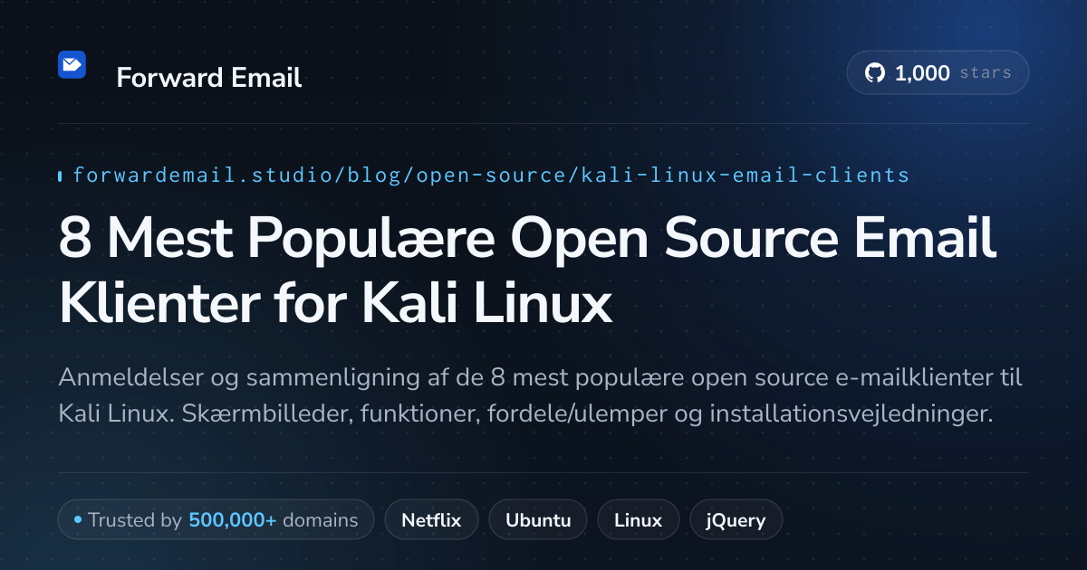 8 Mest Populære Open Source Email Klienter for Kali Linux 2026