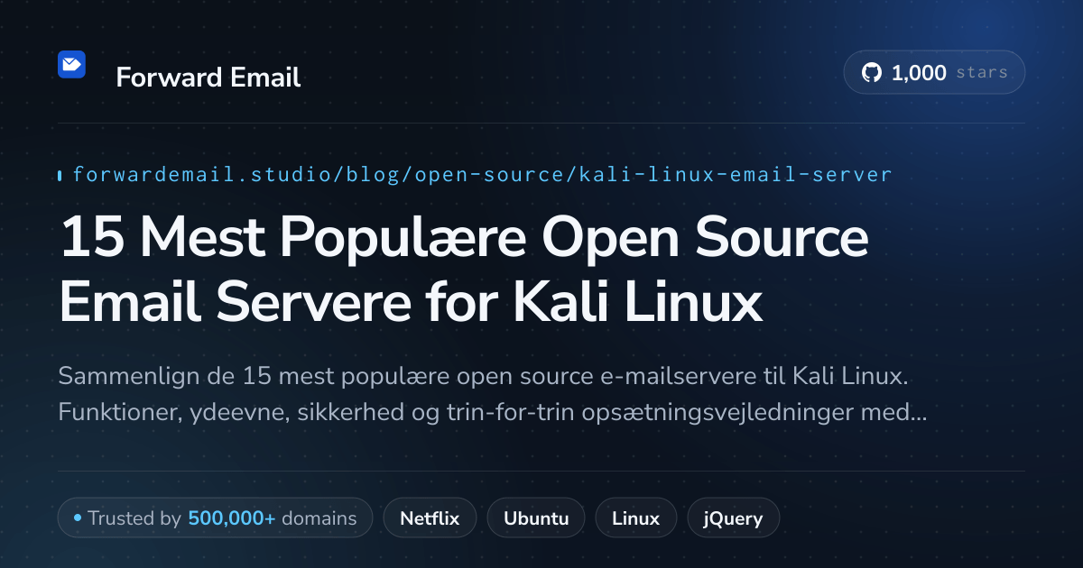 15 Mest Populære Open Source Email Servere for Kali Linux 2026