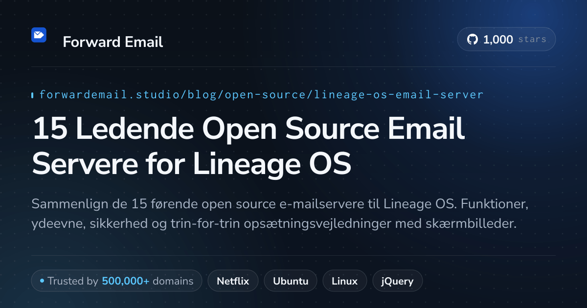 15 Ledende Open Source Email Servere for Lineage OS 2026