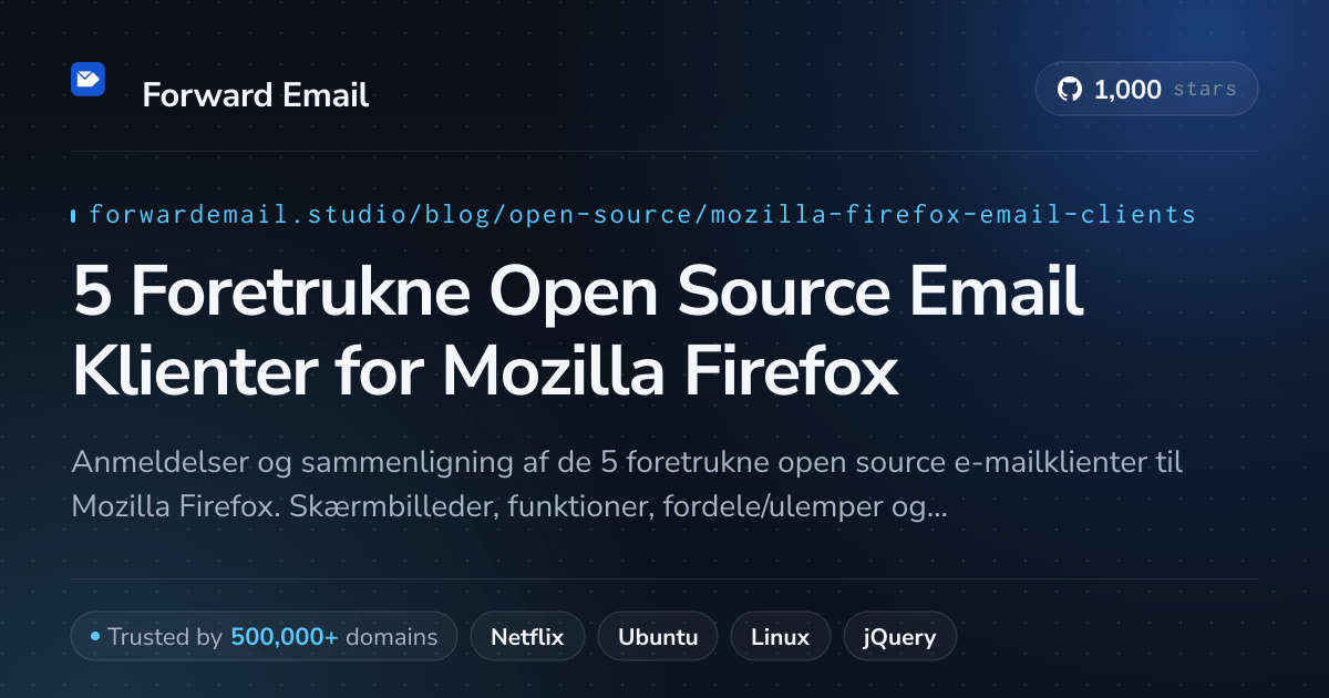 5 Foretrukne Open Source Email Klienter for Mozilla Firefox 2026