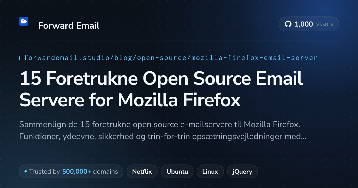 15 Foretrukne Open Source Email Servere for Mozilla Firefox 2026