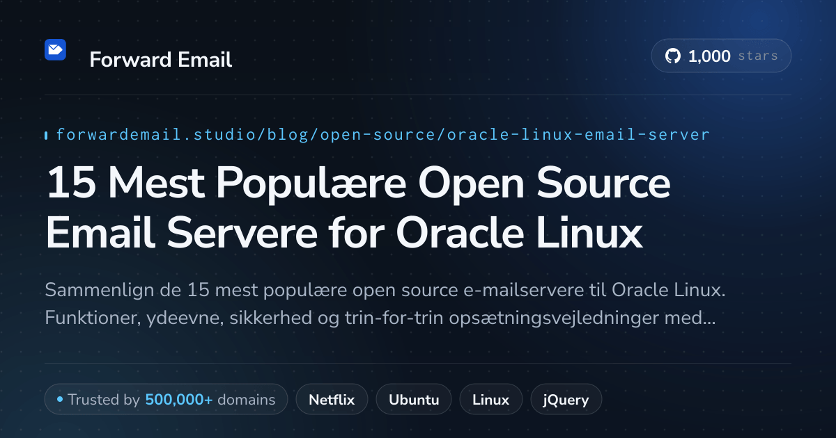 15 Mest Populære Open Source Email Servere for Oracle Linux 2026