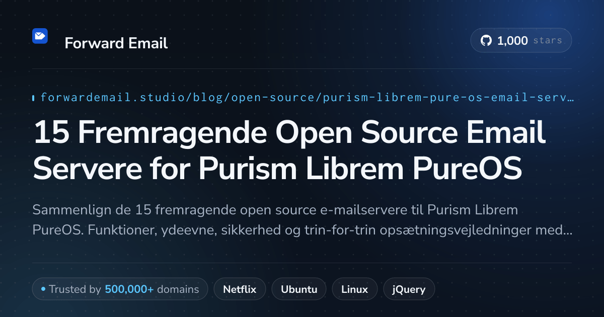 15 Fremragende Open Source Email Servere for Purism Librem PureOS 2026