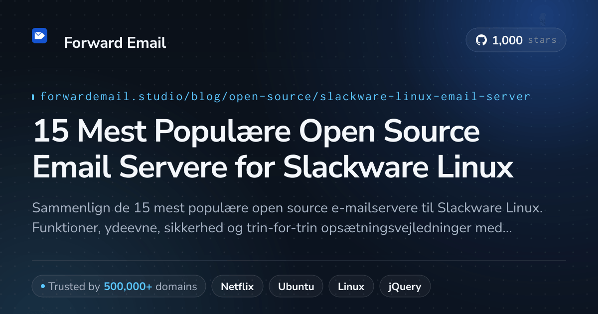 15 Mest Populære Open Source Email Servere for Slackware Linux 2026