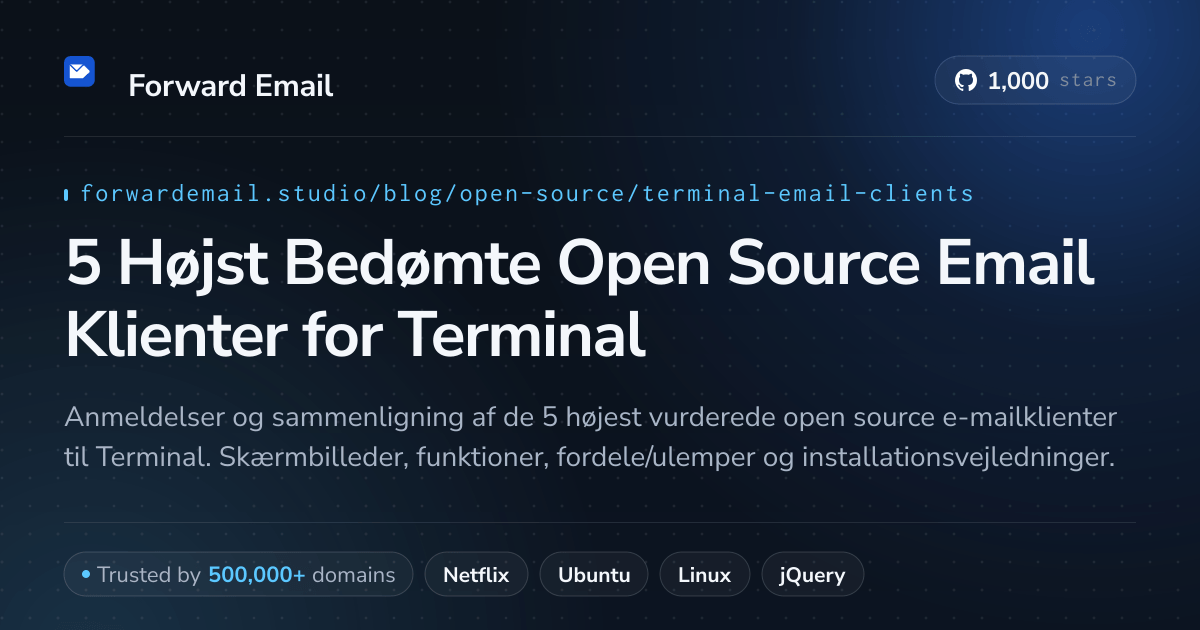 5 Højst Bedømte Open Source Email Klienter for Terminal 2026