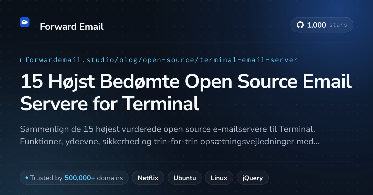 15 Højst Bedømte Open Source Email Servere for Terminal 2026