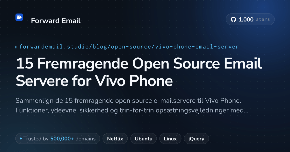 15 Fremragende Open Source Email Servere for Vivo Phone 2026