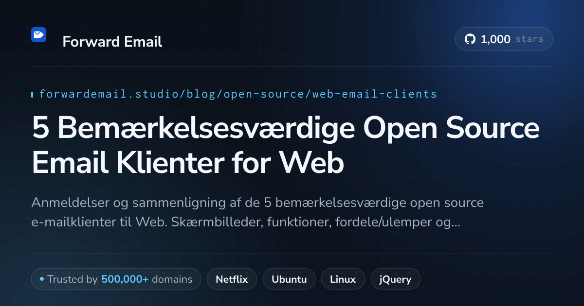 5 Bemærkelsesværdige Open Source Email Klienter for Web 2026