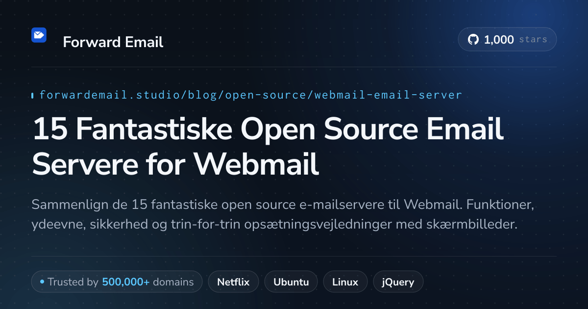 15 Fantastiske Open Source Email Servere for Webmail 2026