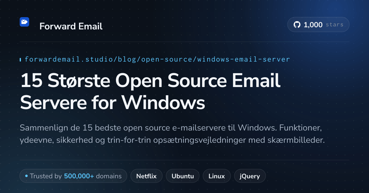 15 Største Open Source Email Servere for Windows 2026