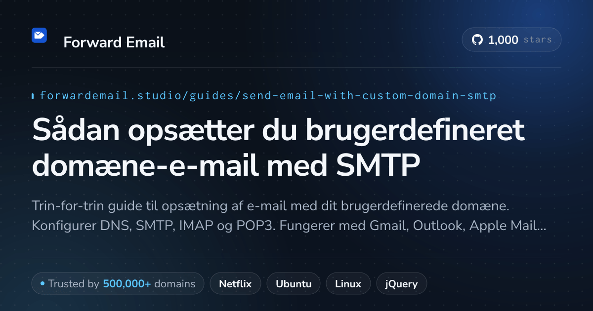Sådan opsætter du e-mail med Send Email with Custom Domain