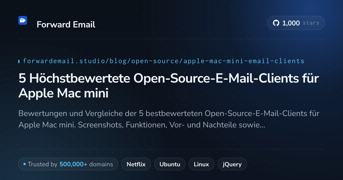 5 Höchstbewertete Open-Source-E-Mail-Clients für Apple Mac mini 2026