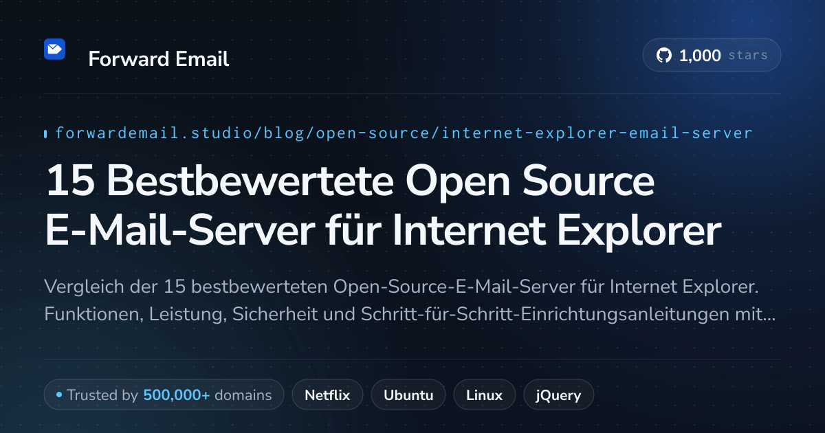 15 Bestbewertete Open Source E-Mail-Server für Internet Explorer 2026